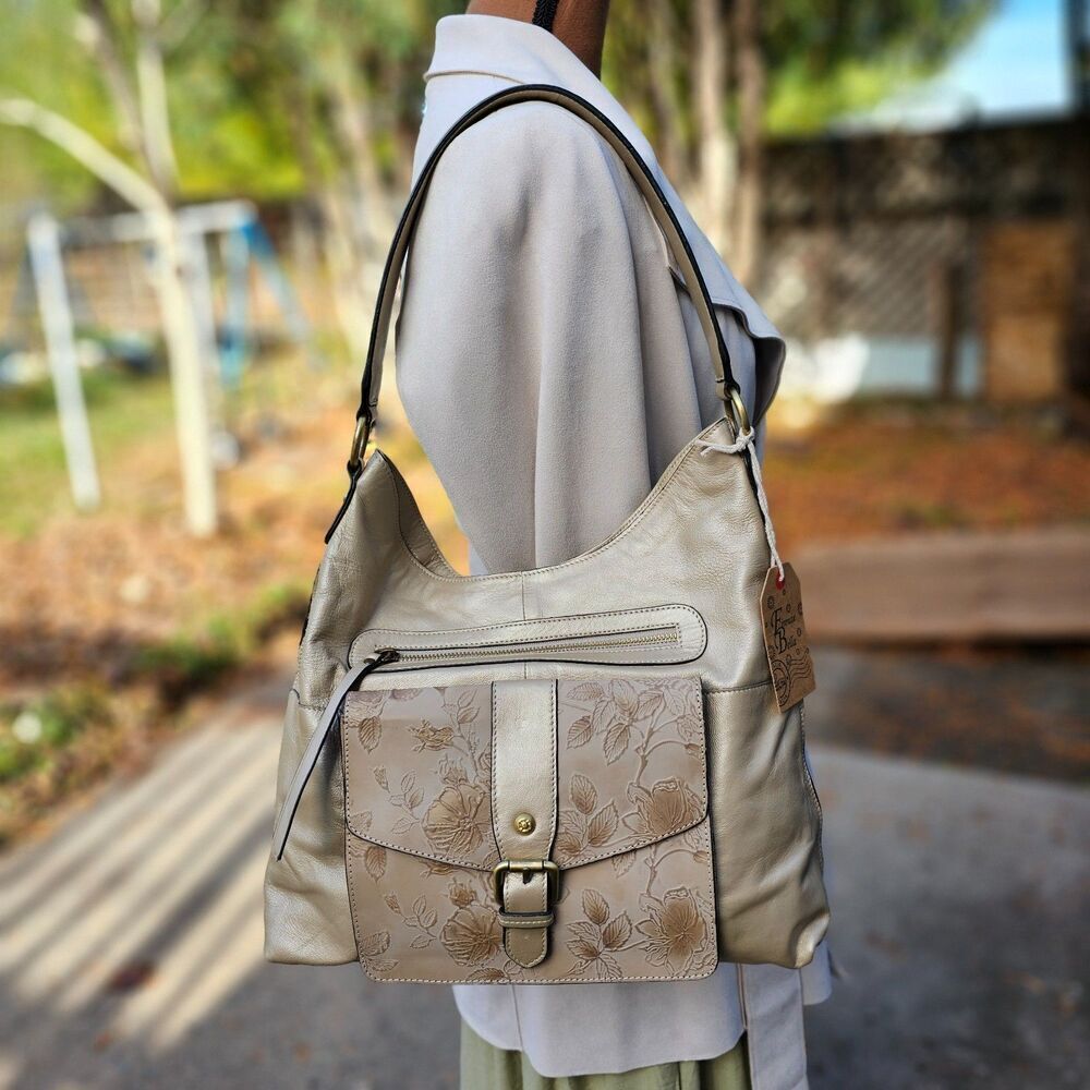 Firenze Bella Shoulder Bag Tooled Leather Hobo Bag